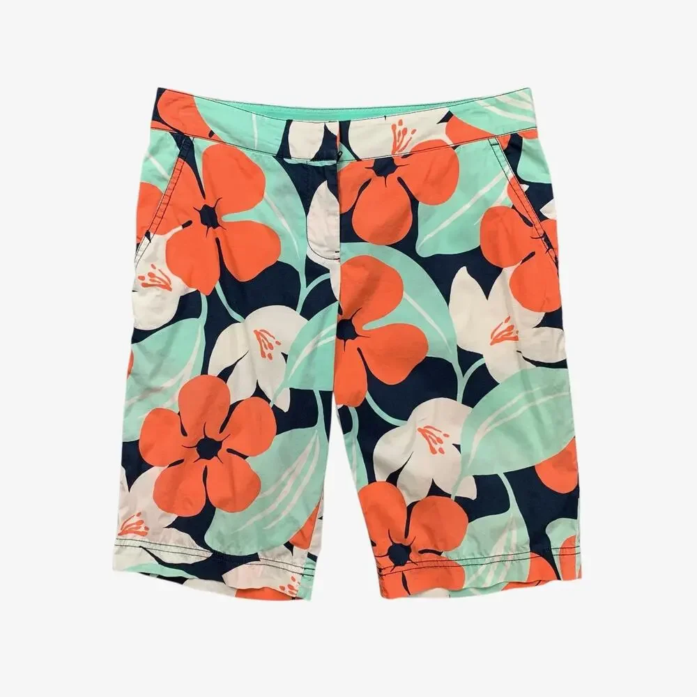 Tommy Bahama Shorts Womens 4 Multi Hawaiian Floral Cotton Blend Bermuda Pockets